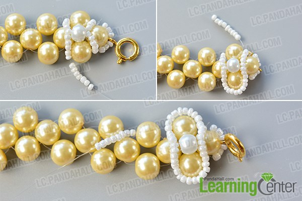 Continue to make the top layer of the wedding pearl necklace