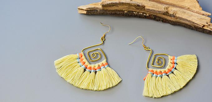 Pandahall Instruction on How to Make a Pair of Wire Dangle Earrings with Yarn Tassels