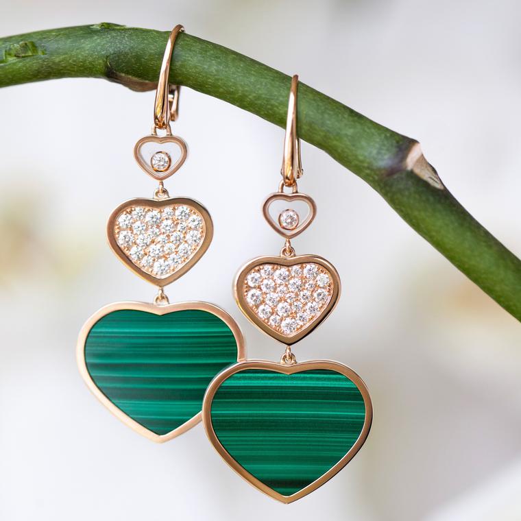 Chopard Happy Heart malachite earrings