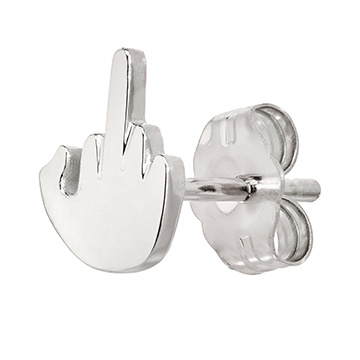 My sterling silver middle finger emoji stud earring. Click to purchase.