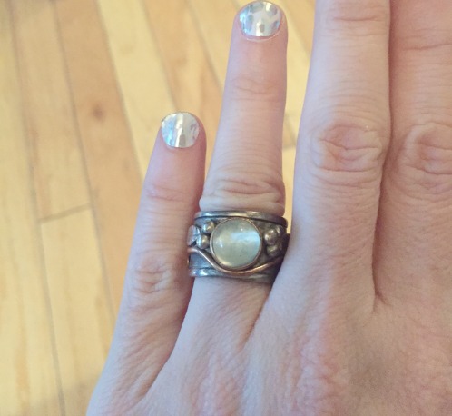 My moonstone ring from Dublin is quite tarnished. I'd clean it except I only wear my own designs these days.