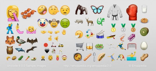 Mockups of the new emojis, from Emojipedia. Click to read the story.