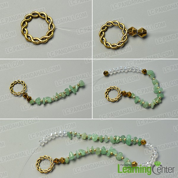 make the first part of the green gemstone bead necklace