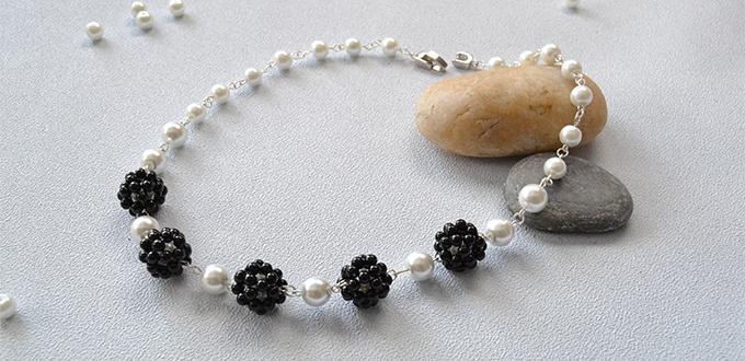 Pandahall Original DIY Project – Elegant White and Black Pearl Beaded Ball Necklace 