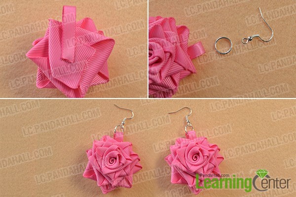 finish rose flower dangle earrings