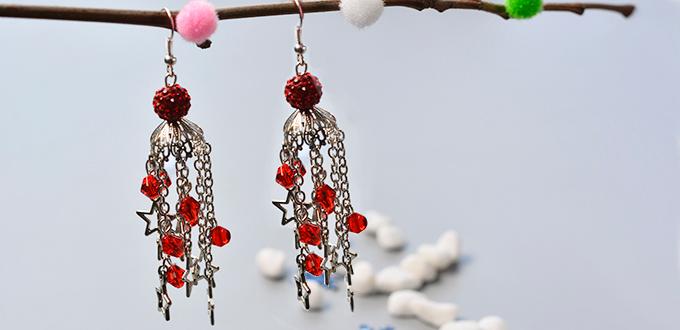 PandaHall Original DIY - How to Make Glass Beaded Star Dangle Earrings for Christmas