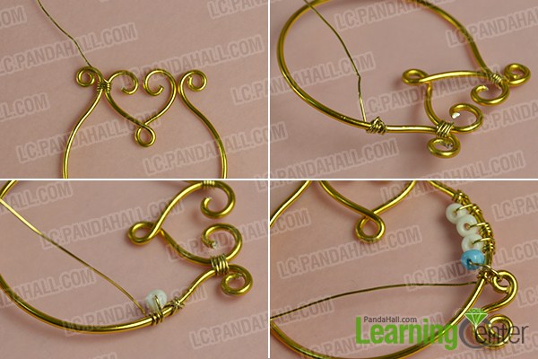 make the third part of the golden wire wrapped pendant necklace