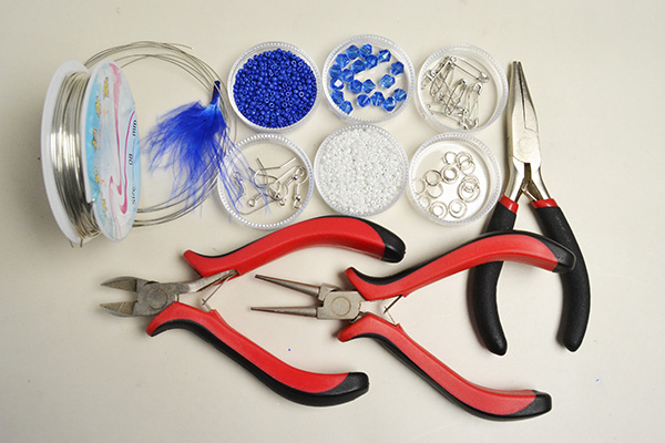 Supplies needed to make the tribal style earrings