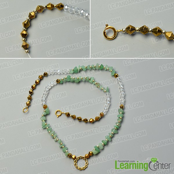make the second part of the green gemstone bead necklace