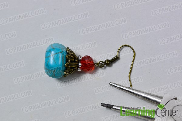 Finish the turquoise bead drop earring