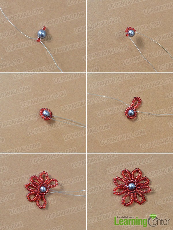 make another red seed bead flower