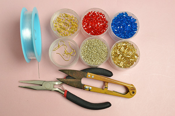Supplies needed to make the star earrings