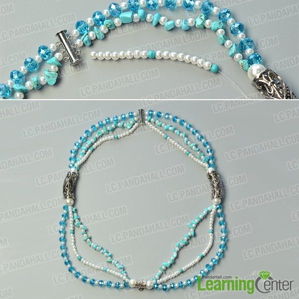 make the third part of the three-strand blue bead necklace