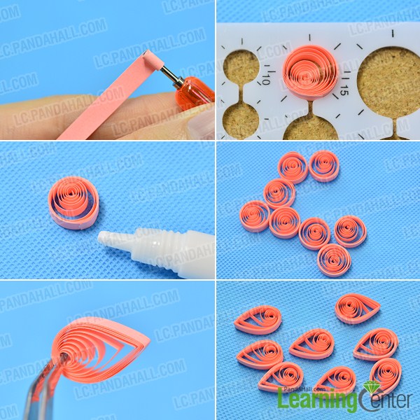 make the first part of the orange quilling paper flower earring