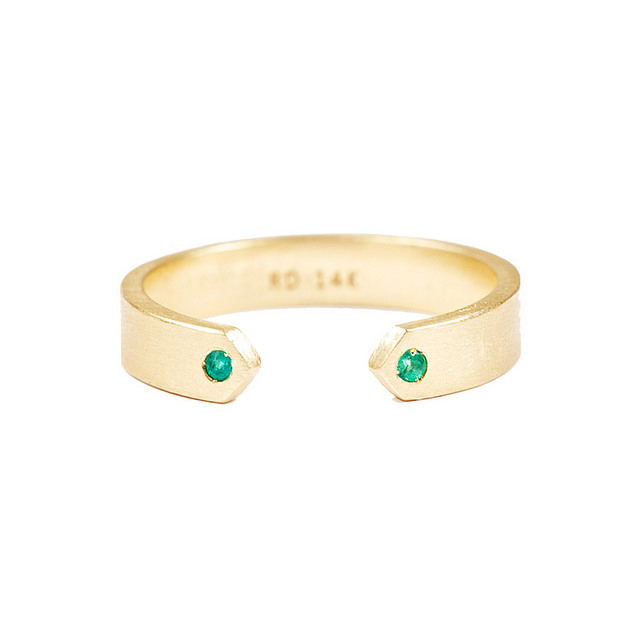 emerald split band ring by Rosedale Fine Jewelry