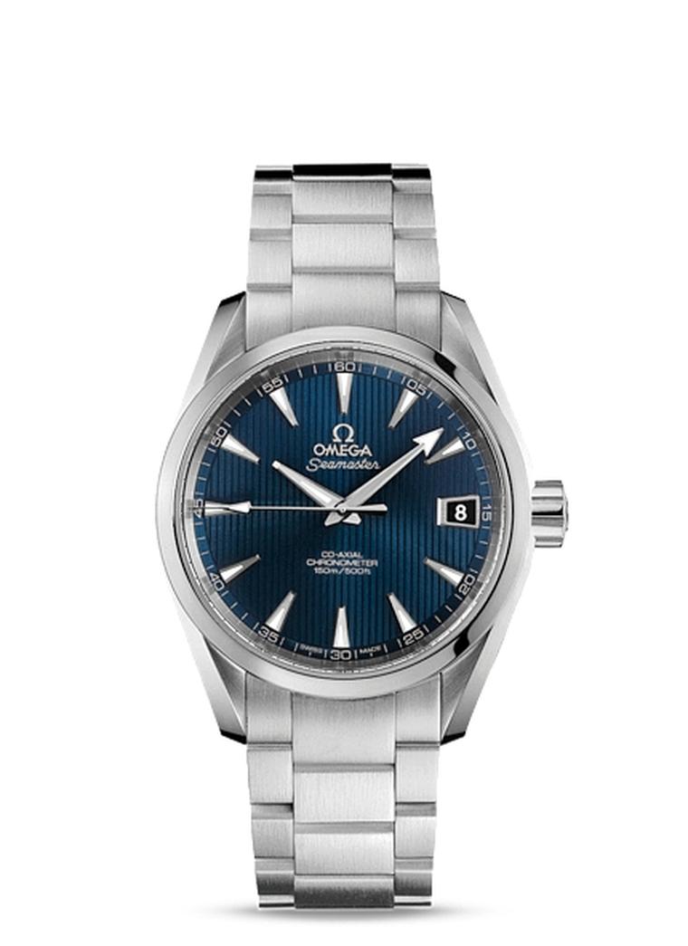 The Omega Aqua Terra, the other Omega timepiece to appear in SkyFall, features a blue dial, the first time this colour face had appeared on an Aqua Terra.