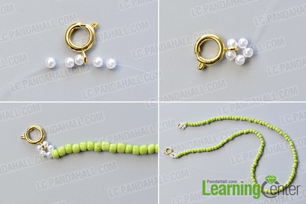 Make the basic green seed bead pattern