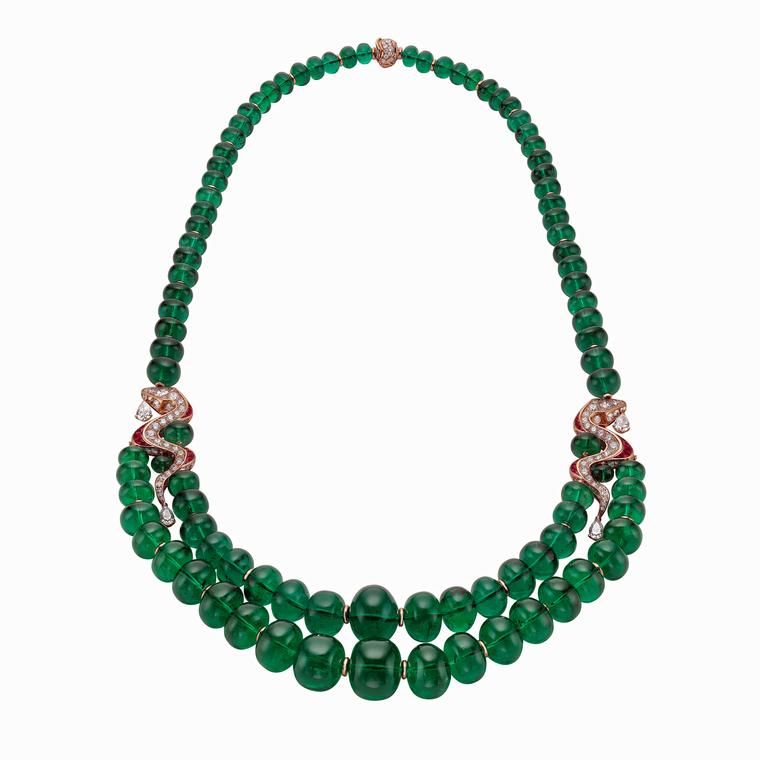 Bulgari Serpenti emerald neckace with detachable earrings