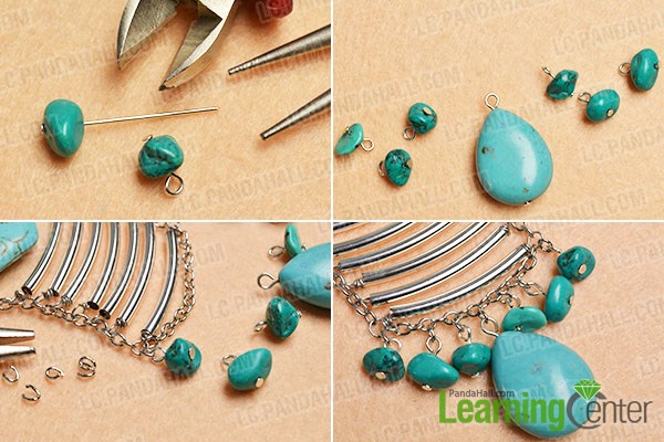 make the third part of the beaded pendant chain necklace