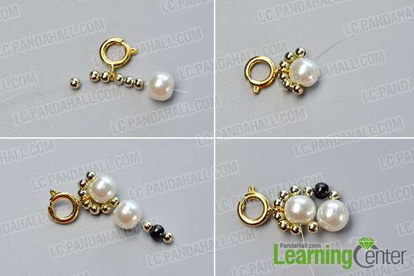 Make the first part of the black and white pearl necklace