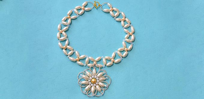 How to Make a Pearl Choker Necklace with Pearl Flower Pendant