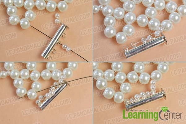 Add some pearl beads to the 2 sides of the lock clasp