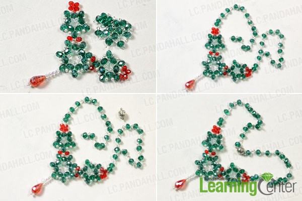 Step 4: Make green glass beaded strand for the necklace