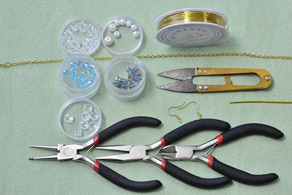 supplies needed in DIY the bead hoop and chain tassel earrings