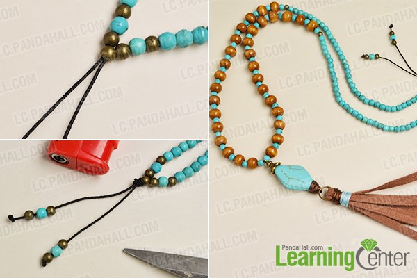 Complete the beaded tassel necklace