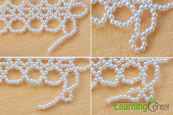make the fourth part of white pearl beaded collar necklace