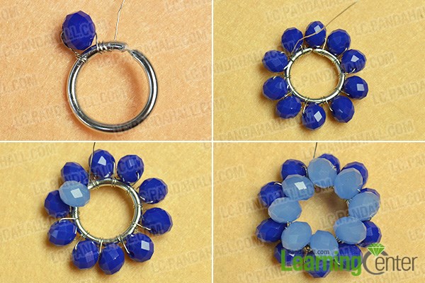 Step 2: Make the first and second layers for the beaded flower earrings