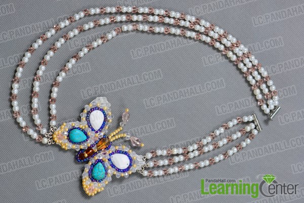 Finish the 3-strand beaded necklace