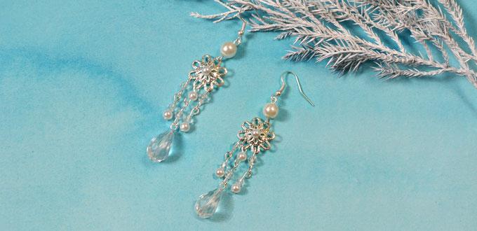 How to Make a Pair of White Snowflake Chandelier Earrings