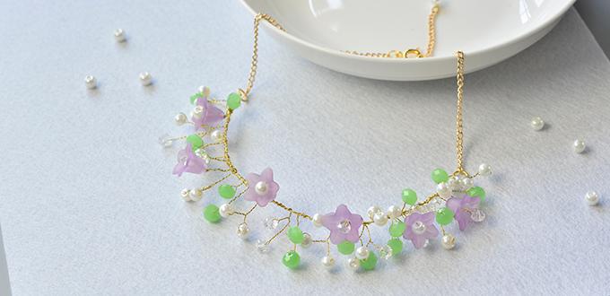 Pandahall Tutorial on How to Make a Fresh Wire Wrapped Beaded Flower Necklace 
