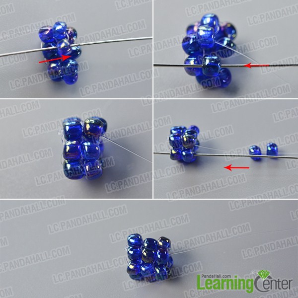 make the third part of the blue seed bead stitch necklace