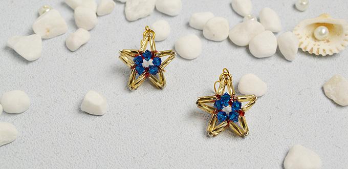 How to Make Sparkling Star Dangle Earrings with Glass Beads and Bugle Beads