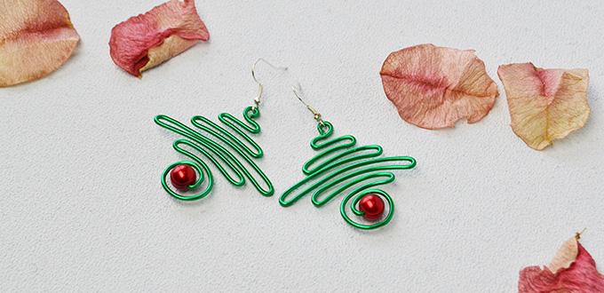 How to Make Wire Wrapped Christmas Tree Earrings With Glass Pearl Bead