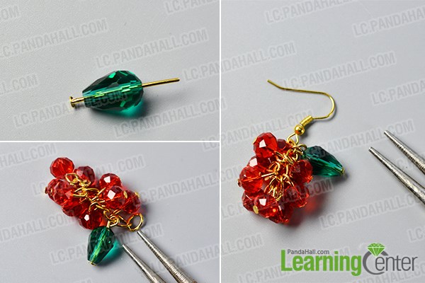 Step 2: Finish the rest part of these beaded Christmas earrings