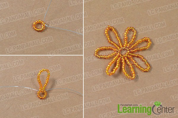 make an orange seed bead flower