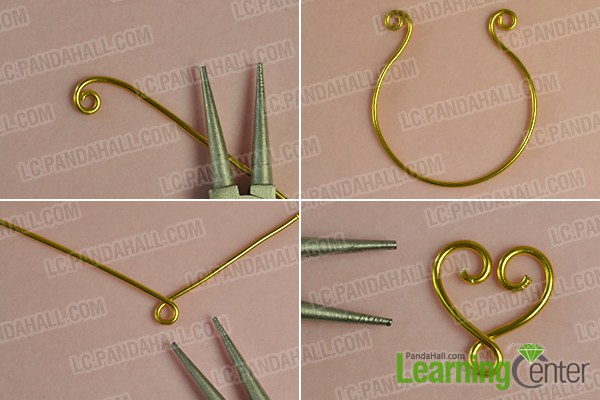 make the first part of the golden wire wrapped pendant necklace 