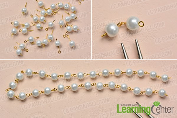 Make the pearl necklace strand
