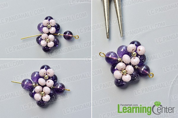 make the third part of the purple rhombus glass bead drop earrings