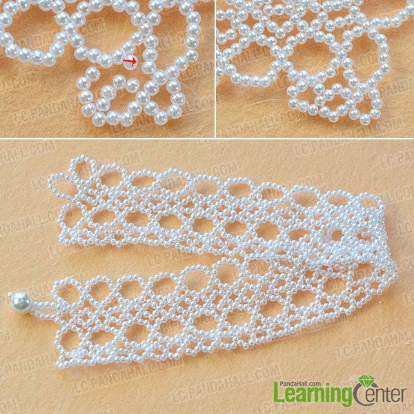 make the fifth part of white pearl beaded collar necklace