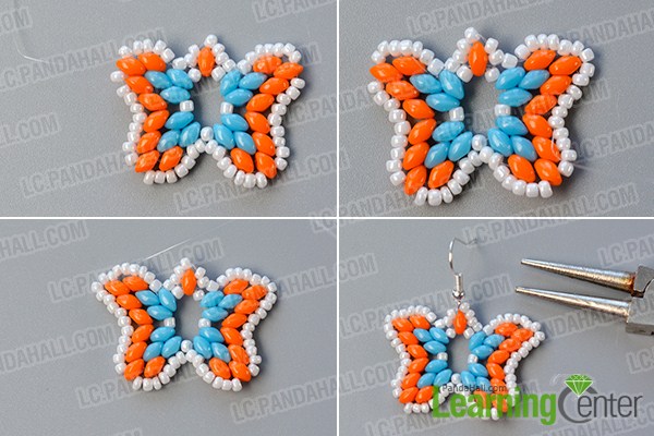 make the rest part of the 2-hole seed bead butterfly earrings