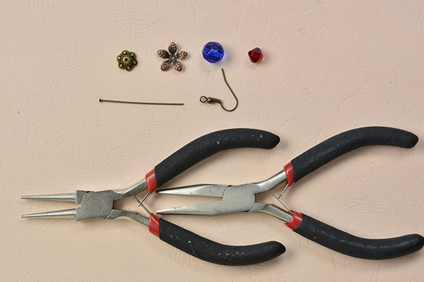 Supplies needed to make the vintage dangle earrings: