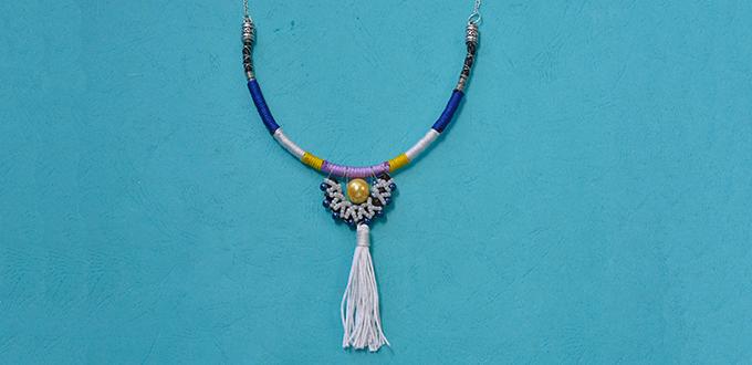 How to Make a Handmade Cord Wrapped Necklace with Beads and Tassel Pendant for Men