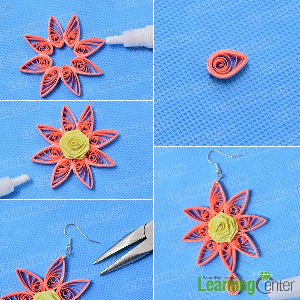 make the third part of the orange quilling paper flower earring