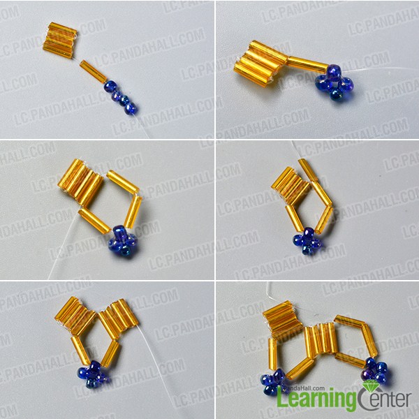 make the first part of the orange tube beaded star earrings