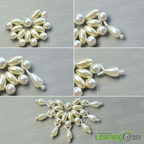 make the second part of the white pearl bead flower necklace