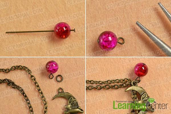 Make a chain pattern with beads and Tibetan style pendants